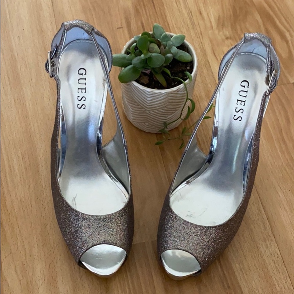 GUESS Silver color heel 5 inch heel